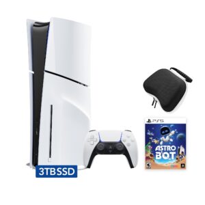 2025 New PlayStation 5 Slim Upgraded 3TB Disc Edition ASTRO BOT Bundle and Mytrix Controller Case - White, Slim PS5 3TB PCIe SSD Gaming Console