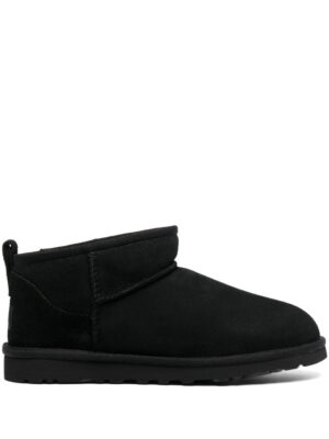 Black Classic Ultra Mini Plush Lined Leather Ankle Boots