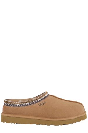 Chestnut M Tasman II Collar-Uggbraid Suede Slippers