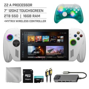 ASUS ROG Xbox Ally 2TB SSD AMD Ryzen Z2 A CPU Gaming Handheld 7-inch Touchscreen 120Hz, Mytrix Black Ice Wireless Pro Controller, Hub, 128GB MicroSD Card, 5 Accessories: 6 in 1 Bundle