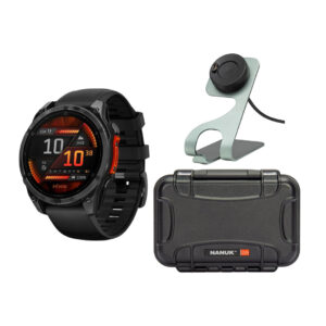 Garmin Fenix 8 47mm GPS Smartwatch (Slate Gray and Black) with Hard Case and Charger Stand Bundle