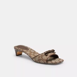 Coach Outlet Bow Kitten Heel Sandal In Signature Jacquard