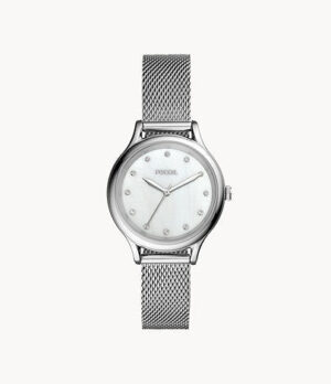 Fossil BQ3390 Laney Three-Hand Smoke Stainless Steel Women's Mesh Watch