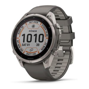 Garmin Fenix 9 Pro Solar 47mm Titanium GPS Smartwatch with inReach (Pebble/Silver Gray)