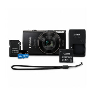 Canon PowerShot ELPH 360 HS A Black Digital Camera Bundle with High-Performance 64GB Memory Card