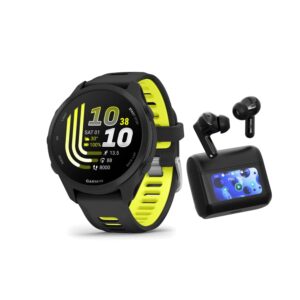 Garmin Forerunner 170 AMOLED GPS Running Smartwatch (Black/Yellow) Bundle with T710 Earbuds
