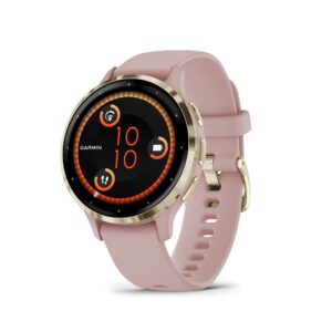 Garmin Venu 3S Soft Gold SS Bezel Smart Watch with 41mm Dust Rose Case and Silicone Band
