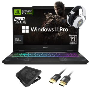 MSI Cyborg 15.6 inch FHD 144Hz Gaming Laptop, Intel Core 7 240H, NVIDIA GeForce RTX 5060, 64GB RAM, 2TB SSD, WiFi 6E, RGB Backlit Keyboard, w/Mytrix Assy Cooling Pad HDMI Cable, Windows 11 Pro