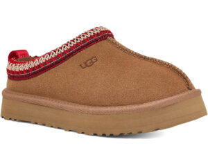 Kids Ugg Tazz 1143776K-CHE Slippers Chestnut Brown Suede Round Toe Slip-On GUG60