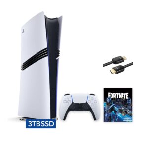 PlayStation 5 Pro Upgraded 3TB Digital Edition Fortnite Cobalt Star Bundle and Mytrix 8K HDMI Ultra High Speed Cable - White, Flagship Pro PS5 3TB PCIe SSD Gaming Console