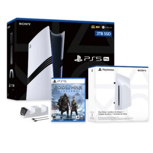 PlayStation 5 Pro 3TB SSD Console with Disc Drive, Wireless Controller and Charger, God of War Ragnarok - CFI-7019 PS5 Pro