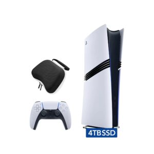 PlayStation 5 Pro Upgraded 4TB Digital Edition Console, Controller and Mytrix Controller Case - White, Flagship Pro PS5 4TB PCIe SSD Gaming Console