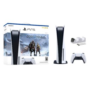 PlayStation 5 Disc Edition God of War Ragnarok Bundle and Mytrix Controller Charger - White, PS5 825GB Gaming Console