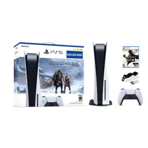PlayStation 5 Disc Edition God of War Ragnarok Bundle with Ghost of Tsushima Director's Cut and Mytrix Controller Charger