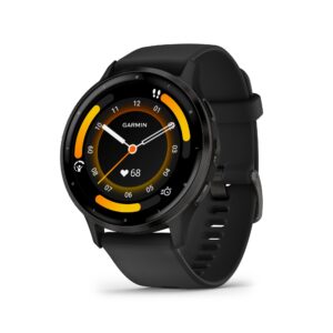 Garmin Venu 3 Slate Stainless Steel Bezel Smart Watch with 45mm Black Case and Silicone Band