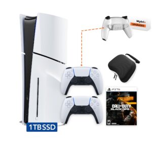 PlayStation 5 Slim Disc 1TB SSD Call of Duty Black Ops 6 Bundle, an Additional Mytrix Upgraded PS5 Controller with Remappable Back Paddles and Turbo, plus Controller Case - PS5 Slim Disc Edition