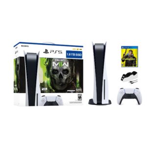 PlayStation 5 Upgraded 1.8TB Disc Edition Call of Duty Modern Warfare II Bundle with Cyberpunk 2077 and Mytrix Controller Charger