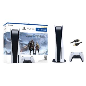 PlayStation 5 Upgraded 1.8TB Disc Edition God of War Ragnarok Bundle and Mytrix 8K HDMI Ultra High Speed Cable - White, PS5 Gaming Console