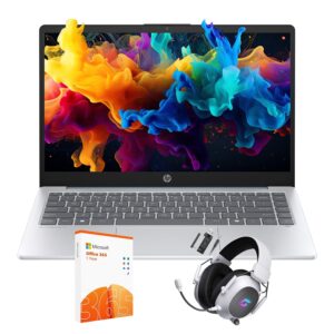 HP 14" HD Display Laptop -AMD Athlon Silver 7120U Processor, 4GB RAM, 512GB eMMC Storage, WiFi 6 - Fast & Lightweight, w/ Mytrix Accessories, 12-month Microsoft 365, Moonlight Blue, Windows 11 Pro