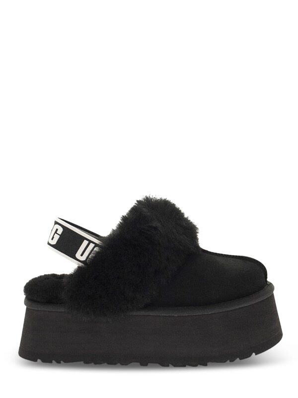 Plush Platform Flats with Furry Upper and Branded Elastic Strap
