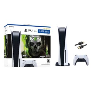 PlayStation 5 Upgraded 1.8TB Disc Edition Call of Duty Modern Warfare II Bundle and Mytrix 8K HDMI Ultra High Speed Cable - White, PS5 Gaming Console
