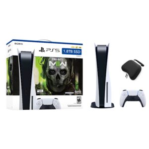 PlayStation 5 Upgraded 1.8TB Disc Edition Call of Duty Modern Warfare II Bundle and Mytrix Controller Case - White, PS5 Gaming Console