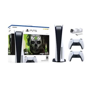 PlayStation 5 Disc Edition Call of Duty Modern Warfare II Bundle with Two DualSense Controllers and Mytrix Dual Controller Charger