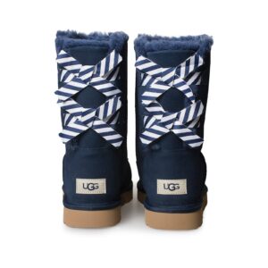 UGG Bailey Bow Diagonal Stripes Navy Boots - Women's