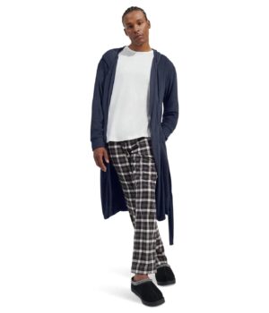 UGG Reyes Robe Men's Navy Blue Belted Waist Long Sleeve Sleepwear UPS911