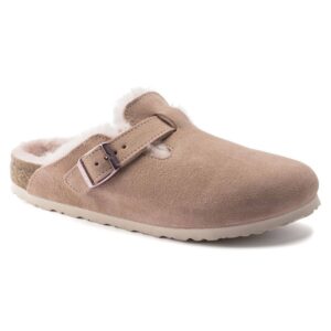 Women's Boston Fur Shearling Clog In Light Rose