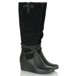 Women's Lesley Waterproof Suede Wedge Knee High Boots In Black