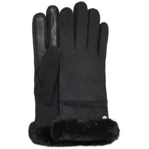 Ugg Seamed Glove Women's Black Leather Sheepskin Lined Touch Screen FROG382