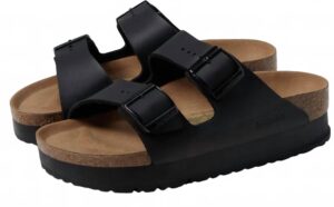 Women Arizona Platform Birko-Flor Sandal - Narrow In Black