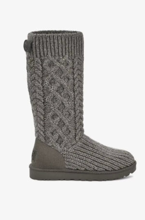 Women's UGG Classic Cardi 1143702K Tall Boot US 5 Gray Cable-Knit Pull-On FZP503