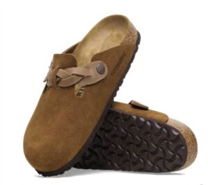 Women's Boston Braided Suede Clogs In Mink