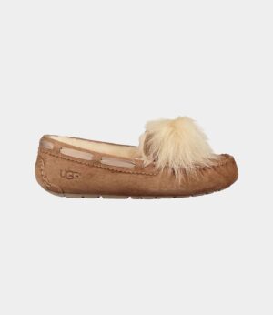 Women's UGG Dakota Pom Pom 1019015 Moccasins Slipper Chestnut Suede Slip On