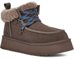 Women's UGG Funkarra Cabin Cuff 9 Gray Suede Moc Toe Platform Snow Boot KHD1453