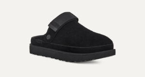 Women's UGG Goldenstar 1138252-BLK Clogs Black Suede Adjustable Heel Strap GUG13