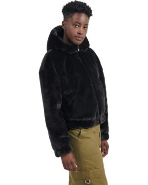 Women's UGG Mandy Faux Fur Hoodie II Black Long Sleeve Full Zip JDM2167