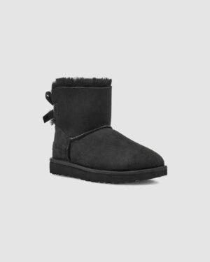 Women's UGG Mini Bailey Bow II 1016501-BLK 8 Black Slip-On Winter Boots KHD1943