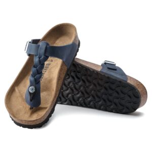 Women's Gizeh Braided Oiled Leather Sandal In Navy