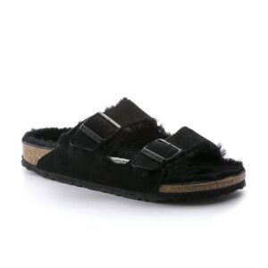Unisex Arizona Fur Shearling Sandal In Black