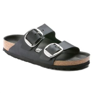 Women's Arizona Big Buckle Oiled Leather Sandal In Black