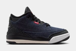 Air Jordan 3 Retro x Levi's Indigo And Gym Red Preschool Lifestyle Shoes (Denim/Black/Sail)