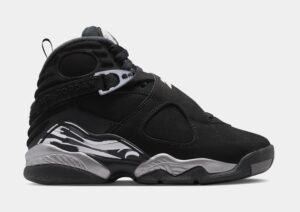 Air Jordan 8 Retro Chrome Black And Light Graphite Grade School Lifestyle Shoes (Black/White/Light Graphite) Free Shipping
