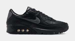 Air Max 90 Premium Black Croc Leather Mens Running Shoes (Black/Metallic Dark Grey/Anthracite)