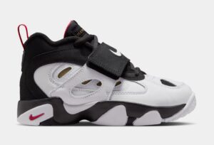 Air Diamond Turff II Preschool Basketball Shoes (Black/White/Fire Red/Metallic Gold)