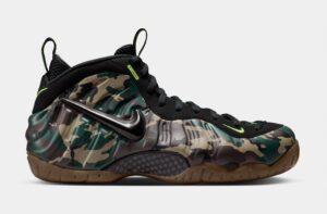 Air Foamposite Pro Black And MultiColor Mens Basketball Shoes (Black/Black/Voltage Green/Gum Dark Brown)