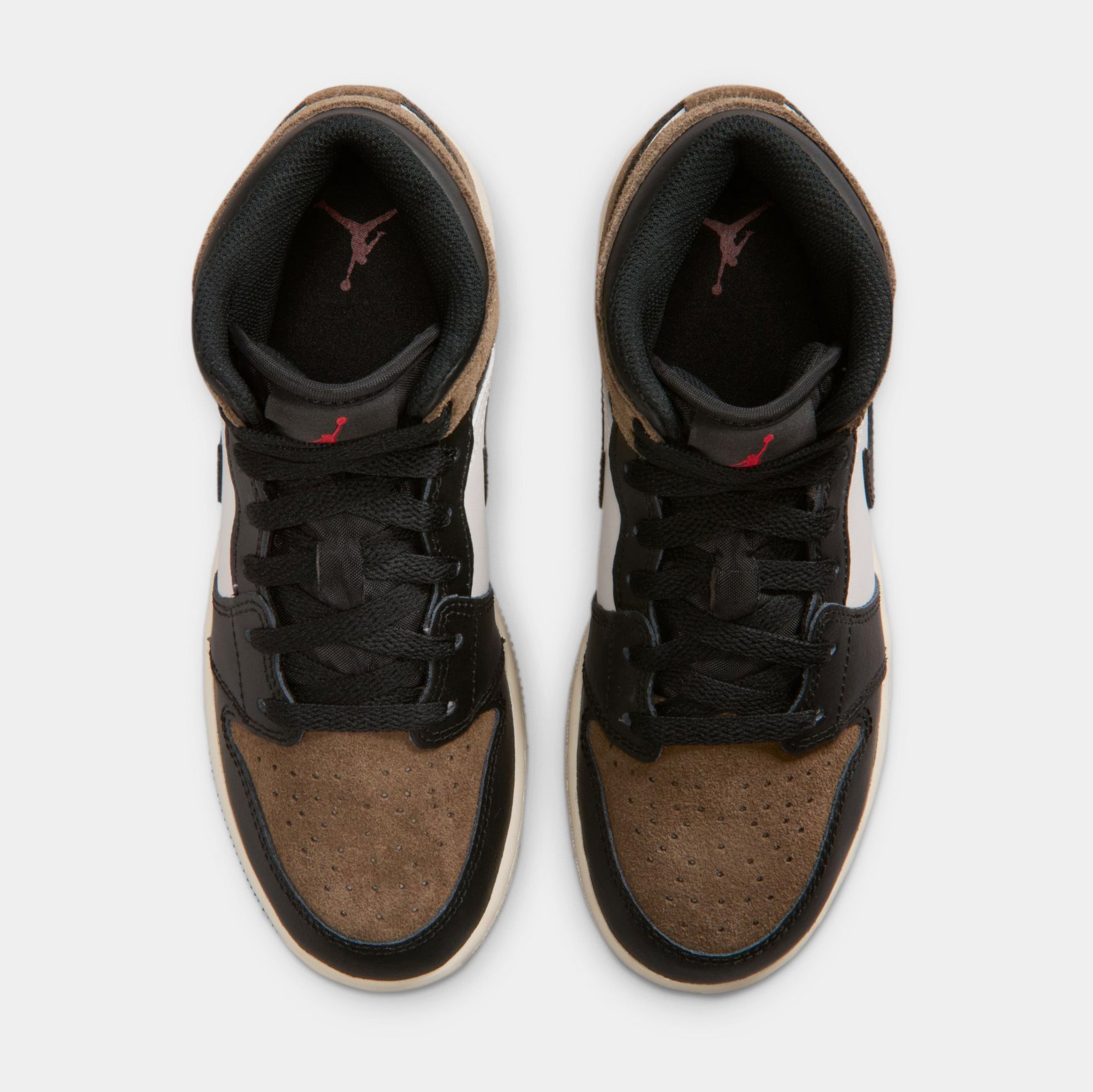 Air Jordan 1 Mid Black Palomino Grade School Lifestyle Shoes (Black/Phantom/Palomino/University Red) - Image 2