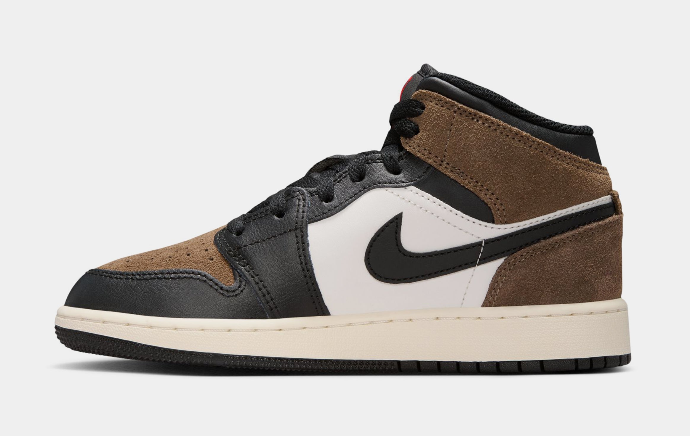 Air Jordan 1 Mid Black Palomino Grade School Lifestyle Shoes (Black/Phantom/Palomino/University Red) - Image 3